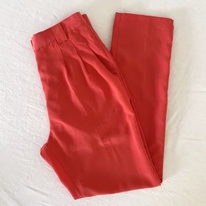 American Apparel High-Waist Pleated Pant in Dark Coral / Medium